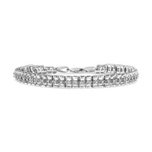 将图片加载到图库查看器，.925 Sterling Silver 1.0 Cttw Rose Cut Diamond Double-Link 7" Tennis Bracelet (I-J Color, I3 Clarity)
