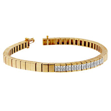 Load image into Gallery viewer, 14K Yellow Gold Princess Cut Diamond Banded Bracelet (1.00 cttw, G-H Color, VS1-VS2 Clarity)
