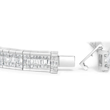 将图片加载到图库查看器，14K White Gold 7 7/8 Cttw Princess and Baguette Diamond Eternity Line Tennis Bracelet (G-H Color, SI1-SI2 Clarity) - 7" Inches
