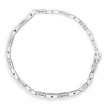 Load image into Gallery viewer, 14K White Gold Princess-Cut white and Blue Diamond 3.00 cttw Fashion Link Bracelet (H-I Color, SI1-SI2 Clarity)

