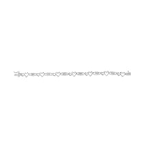 将图片加载到图库查看器，925 Sterling Silver 1/5 Cttw Diamond Double Heart Link Bracelet (I-J Color, I3 Clarity) - 7.25" Inches
