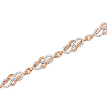Load image into Gallery viewer, 10K Rose Gold 1.0 Cttw Diamond Infinity Loop and Swirl Link Bracelet (I-J Color, I2-I3 Clarity) - 7.25" Inches
