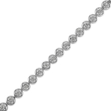 Load image into Gallery viewer, .925 Sterling Silver 1.0 Cttw Diamond Miracle-Plate Open Quatrefoil Flower Circle-Link 7" Tennis Bracelet (I-J color, I3 clarity)

