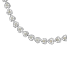 Load image into Gallery viewer, .925 Sterling Silver 1.0 Cttw Miracle Set Diamond Heart-Link 7" Tennis Bracelet (I-J Color, I2-I3 Clarity)
