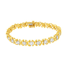 Load image into Gallery viewer, 10K Yellow Gold Plated Sterling Silver 2 cttw Diamond "XOXO" Bracelet (J-K Clarity, I1-I2 Color) - Size 7.25"
