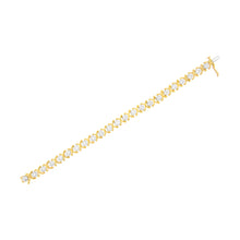 Load image into Gallery viewer, 10K Yellow Gold Plated Sterling Silver 2 cttw Diamond "XOXO" Bracelet (J-K Clarity, I1-I2 Color) - Size 7.25"
