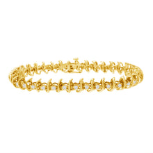 Load image into Gallery viewer, 10KT Yellow Gold Plated .925 Sterling Silver 1 cttw Prong-Set Diamond Link Bracelet (J-K, I1-I2) - 7.5"
