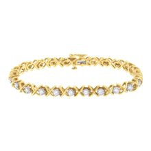 Load image into Gallery viewer, 10K Yellow Gold Plated Sterling Silver 1 cttw Diamond Link Bracelet (J-K Clarity, I1-I2 Color) - Size 7"
