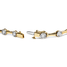 将图片加载到图库查看器，10K Yellow Gold Plated .925 Sterling Silver 1.0 Cttw Miracle Set Diamond Bezel Style Station Link Bracelet (H-I Color, I3 Clarity) - Size 7"
