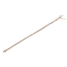 Load image into Gallery viewer, 14K Rose Gold Plated .925 Sterling Silver 1/4 Cttw Diamond Round Miracle Plate and "S" Link Tennis Bracelet (I-J Color, I2- I3 Clarity) - 7"
