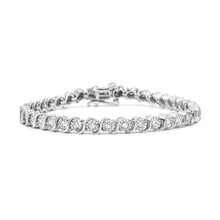 Load image into Gallery viewer, 14K Rose Gold Plated .925 Sterling Silver 1/4 Cttw Diamond Round Miracle Plate and "S" Link Tennis Bracelet (I-J Color, I2- I3 Clarity) - 7"
