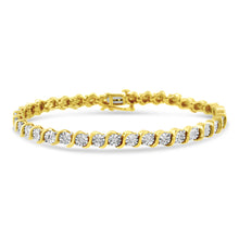 Load image into Gallery viewer, 14K Rose Gold Plated .925 Sterling Silver 1/4 Cttw Diamond Round Miracle Plate and "S" Link Tennis Bracelet (I-J Color, I2- I3 Clarity) - 7"
