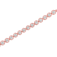 将图片加载到图库查看器，14K Rose Gold Over .925 Sterling Silver 1/4 Cttw Diamond 7" Open Circle Wheel Link Tennis Bracelet (I-J Color, I2-I3 Clarity)
