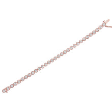将图片加载到图库查看器，14K Rose Gold Over .925 Sterling Silver 1/4 Cttw Diamond 7" Open Circle Wheel Link Tennis Bracelet (I-J Color, I2-I3 Clarity)
