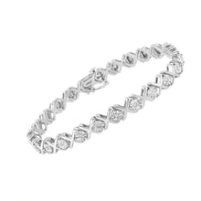 将图片加载到图库查看器，.925 Sterling Silver 1/4 Cttw Miracle Set Diamond "X" Link Bracelet (I-J Color, I3 Clarity) - 7.25"
