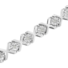 将图片加载到图库查看器，.925 Sterling Silver 1/4 Cttw Miracle Set Diamond "X" Link Bracelet (I-J Color, I3 Clarity) - 7.25"
