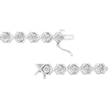 将图片加载到图库查看器，.925 Sterling Silver 1/4 Cttw Miracle Set Diamond "X" Link Bracelet (I-J Color, I3 Clarity) - 7.25"
