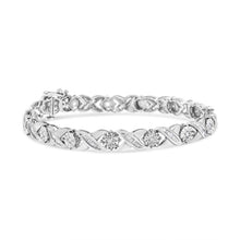 将图片加载到图库查看器，.925 Sterling Silver 1.0 Cttw Round-Brilliant and Baguette Cut Diamond Miracle-Set X-Link 7" Tennis Bracelet (I-J Color, I2-I3 Clarity)
