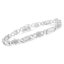Load image into Gallery viewer, .925 Sterling Silver 1.0 Cttw Round-Cut and Baguette-Cut Diamond X-Link Bracelet (I-J Color, I1-I2 Clarity) - 7"
