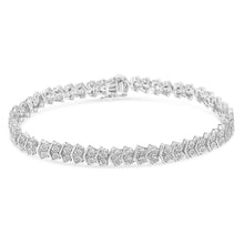 Load image into Gallery viewer, .925 Sterling Silver 1.0 Cttw Chevron 2 Stone Arrow Link Tennis Bracelet (I-J Color, I3 Clarity) - 7â€
