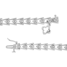 将图片加载到图库查看器，.925 Sterling Silver Diamond Miracle-Set Double Swoosh Milgrain Style Tennis Bracelet (1/2 cttw, I-J Color, I3 Clarity) - Size 7.75"
