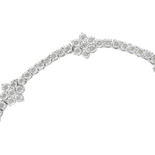 Load image into Gallery viewer, .925 Sterling Silver 1.0 cttw Miracle-Set Diamond Floral Station Tennis Bracelet (I-J Color, I3 Clarity) - 7-1/2"
