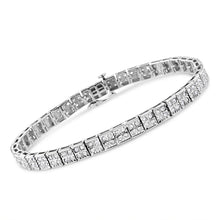 Load image into Gallery viewer, .925 Sterling Silver 2 Cttw Prong Set Round-Cut Diamond 4 Stone Box Link Bracelet (I-J Color, I3 Clarity) - 7.25"
