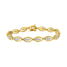 Load image into Gallery viewer, 10K Yellow Gold Plated .925 Sterling Silver 1 cttw Prong Set Round-Cut Diamond Link Bracelet (J-K Color, I1-I2 Clarity) - 7.25"
