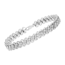 Load image into Gallery viewer, .925 Sterling Silver 1/4 cttw Round-Cut Diamond Double Row Wrapped S-Link Bracelet (I-J Color, I2-I3 Clarity) - Size 7.25"
