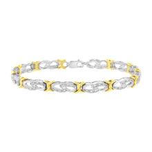 将图片加载到图库查看器，10k Yellow Gold Plated Sterling Silver 1/4 cttw Diamond Infinity and X Link Bracelet (I-J Clarity, I2-I3 Color) - Size 7.25"
