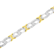 将图片加载到图库查看器，10k Yellow Gold Plated Sterling Silver 1/4 cttw Diamond Infinity and X Link Bracelet (I-J Clarity, I2-I3 Color) - Size 7.25"
