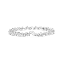 Load image into Gallery viewer, .925 Sterling Silver 1/2 Cttw Round Diamond Halo S-Link Bracelet (I-J Color, I2-I3 Clarity) - 7.25"
