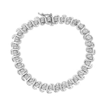 Load image into Gallery viewer, .925 Sterling Silver 1/3 Cttw Miracle-Set Diamond "S" Link Tennis Bracelet (I-J Color, I3 Clarity) - Size 7.25"
