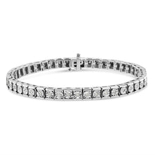 Load image into Gallery viewer, .925 Sterling Silver Miracle Set Diamond Accent Classic Tennis Bracelet (I-J Color, I2-I3 Clarity) - 7.25"

