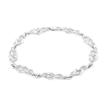 Load image into Gallery viewer, .925 Sterling Silver Prong Set Diamond Accent Infinity Weave Link 7.25" Bracelet (I-J Color, I3 Clarity)
