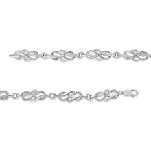 Load image into Gallery viewer, .925 Sterling Silver Prong Set Diamond Accent Infinity Weave Link 7.25" Bracelet (I-J Color, I3 Clarity)
