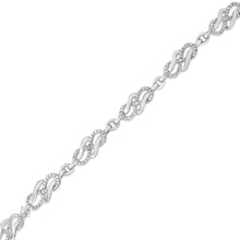 Load image into Gallery viewer, .925 Sterling Silver Prong Set Diamond Accent Infinity Weave Link 7.25" Bracelet (I-J Color, I3 Clarity)
