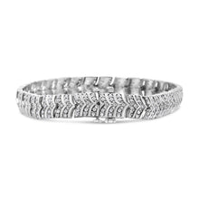 Load image into Gallery viewer, .925 Sterling Silver 3.00 Cttw Diamond Chevron Link Bracelet (I2-I3 Clarity, I-J Color) - Size 7.25"
