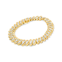 Load image into Gallery viewer, 10K Yellow Gold 5.0 Cttw Diamond Double Row S-Link Cuban Bracelet (J-K Color, I2-I3 Clarity) - 7.25" Inches
