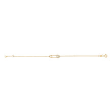 将图片加载到图库查看器，10K Yellow Gold 1/10 Cttw Diamond Paperclip Charm Adjustable Link Bracelet  (I-J Color, I1-I2 Clarity) - 7.25 Inch
