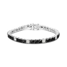Load image into Gallery viewer, .925 Sterling Silver 3.0 Cttw Black and White Diamond Tennis Bracelet (I-J Color, I2-I3 Clarity) - 7.25" Inches
