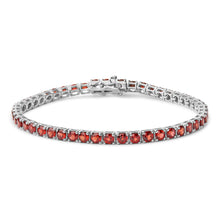 Load image into Gallery viewer, .925 Sterling Silver 10.0 Cttw Created Orange Garnet Tennis Bracelet - 7.25"
