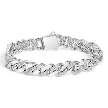 将图片加载到图库查看器，14K Yellow Gold Plated .925 Sterling Silver 1/2 Cttw Diamond Cuban Curb Chain Bracelet (I-J Color, I3 Clarity) - 8.5" Inches
