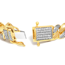 Load image into Gallery viewer, 14K Yellow Gold Plated .925 Sterling Silver 3/8 Cttw Diamond Cuban Bracelet (I-J Color, I3 Clarity) - 7.25"

