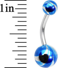 将图片加载到图库查看器，Blue Swirl Ball Ends Super Simple Belly Ring
