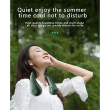 将图片加载到图库查看器，6000Mah Hanging Neck Fan Portable Cooler Fan USB Leafless Neckband Fan 78 Surround Air Outlets 2000mAh Rechargeable Mini Fan Rechargeable Bladeless Neck Fan Personal Cooling Fan with 3 Wind Speeds for Travel
