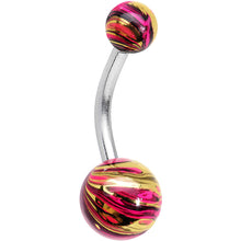 将图片加载到图库查看器，Red and Gold Swirl Ball Ends Super Simple Belly Ring
