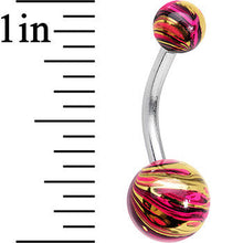 将图片加载到图库查看器，Red and Gold Swirl Ball Ends Super Simple Belly Ring
