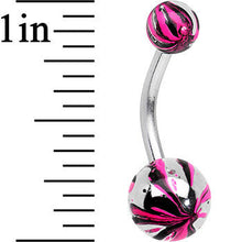 Load image into Gallery viewer, Pink and Black Swirl Stainless Steel Super Simple Belly Ring
