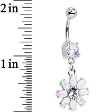 将图片加载到图库查看器，White Faux Opal Flower Power Dangle Belly Ring

